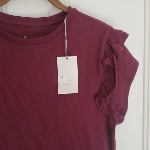 A New Day Maroon Ruffle Top - Picture 3 of 6